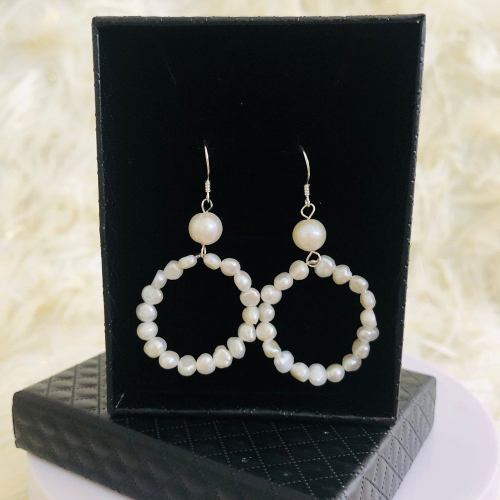 Natural Pearl Dangle Earrings - Picture 3 of 8